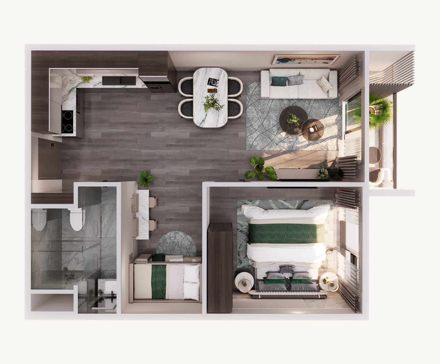 Căn hộ 1 Phòng Ngủ + 1 Imperia Ocean City