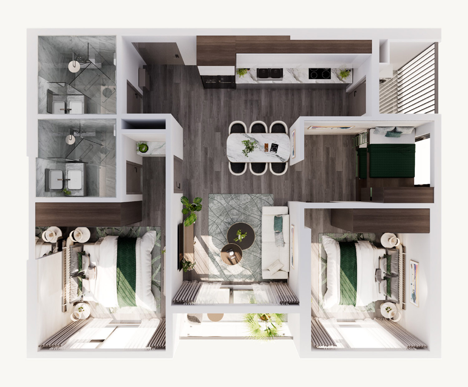 Căn hộ 2 Phòng Ngủ + 1 Imperia Ocean City