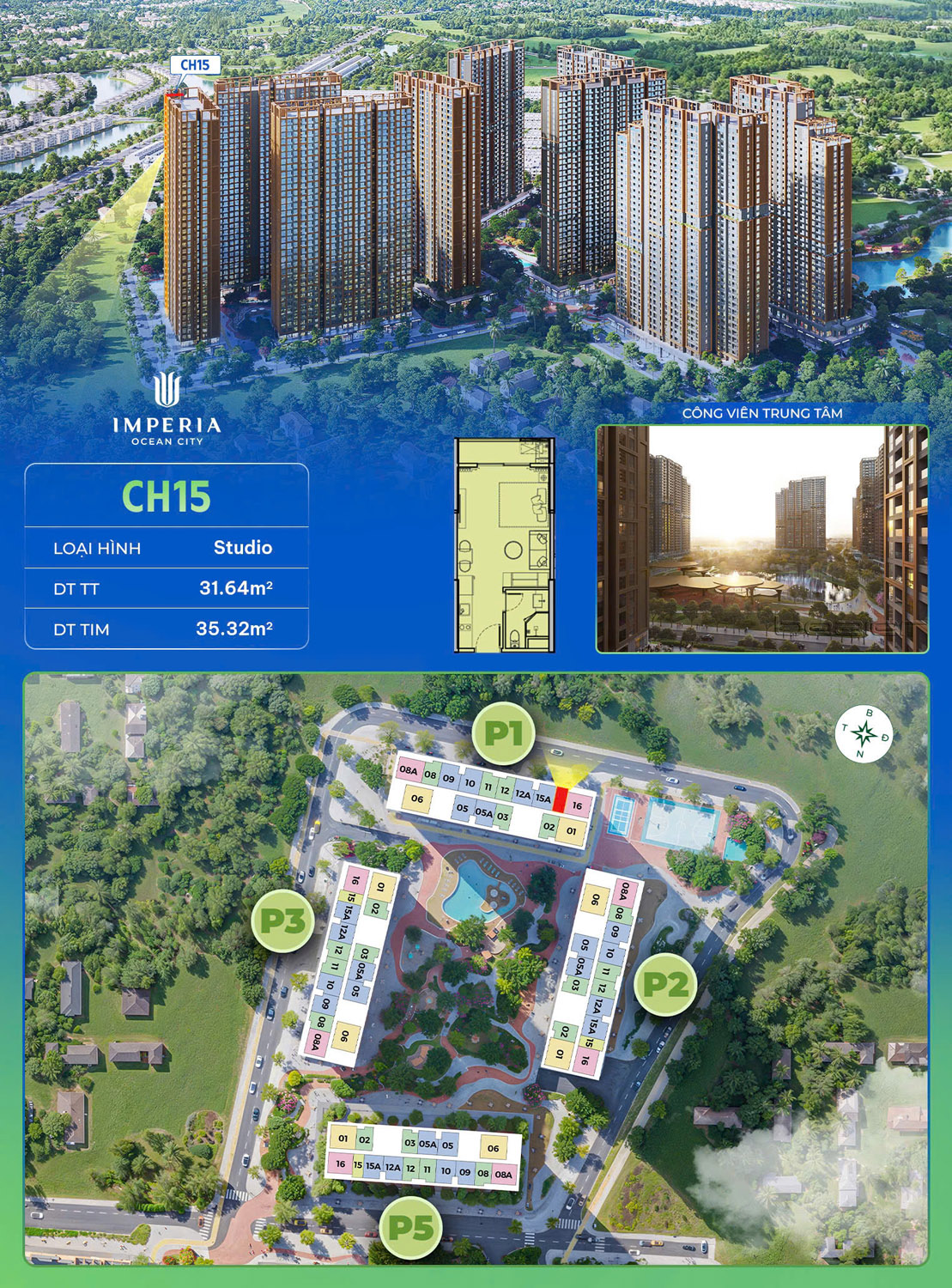 Căn hộ Studio Phân khu The Parkland