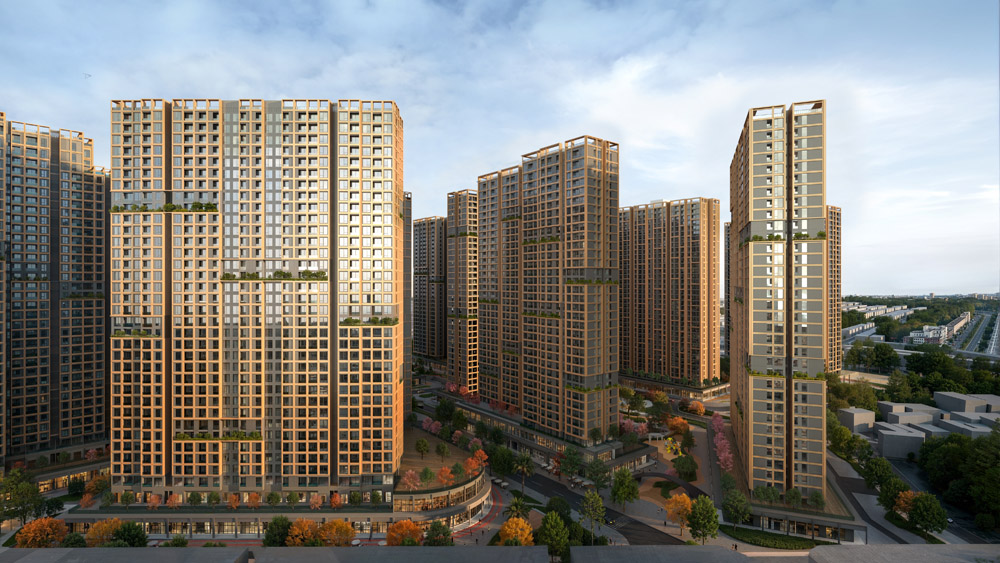 The Parkland gồm 9 tòa căn hộ cao 35 tầng, được triển khai theo 3 giai đoạn