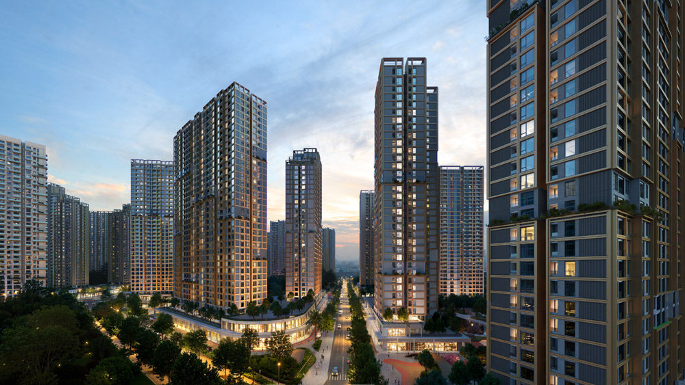 The Parkland do MIK Group làm chủ đầu tư. Phân khu gồm 9 tòa căn hộ cao 35 tầng